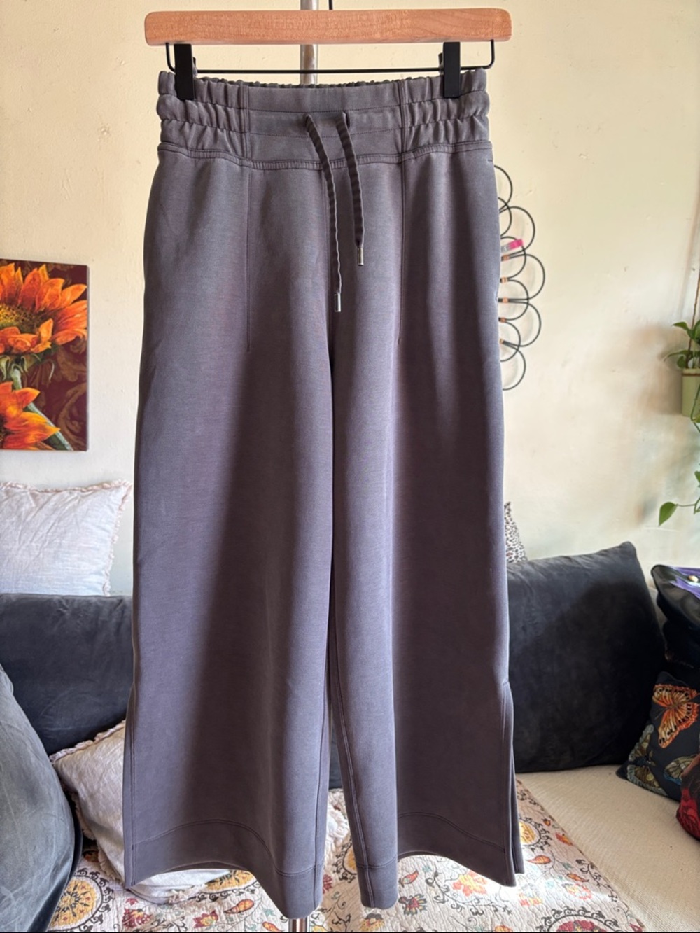 Lululemon Soft Ambitions Wide Leg High Rise Crop Pants Gray Soft Comfort XXS